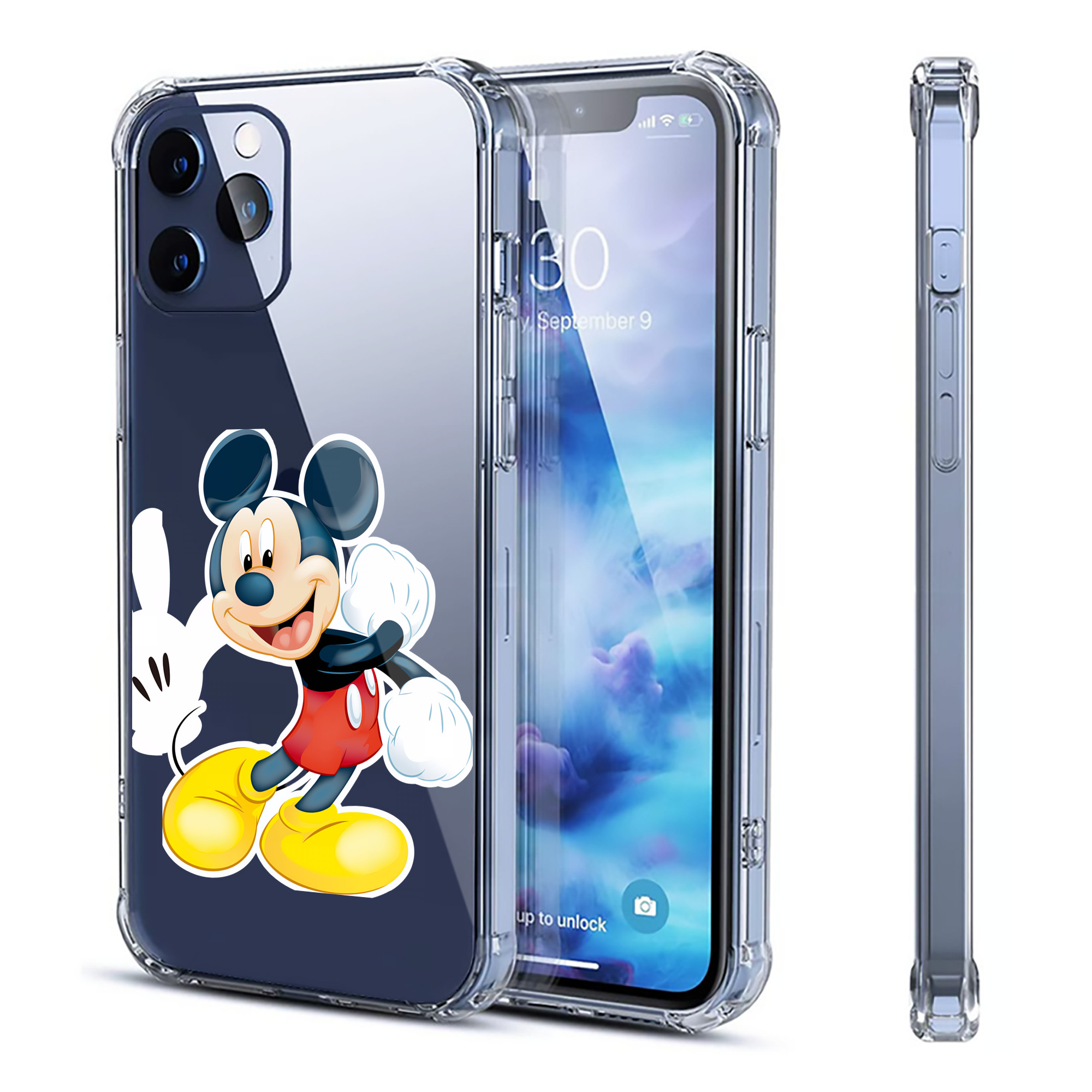 （画像用） ミッキーマウス Mickey Mouse 【iPhone 12シリーズ対応】透明スマホケース（クリアソフトケース）